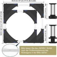 DEWEL Mosógép és szárítógép állvány állítható alátét 44,5-67 cm szélesség 18-22 cm magasság 350 kg teherbírás Fekete 3
