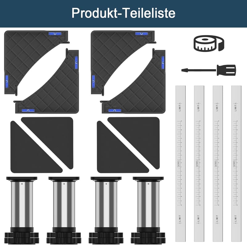 DEWEL Mosógép és szárítógép állvány állítható alátét 44,5-67 cm szélesség 18-22 cm magasság 350 kg teherbírás Fekete