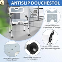 DEWEL összecsukható fürdőszék időseknek, magasságállítható, csúszásmentes, 150kg terhelhetőség 5