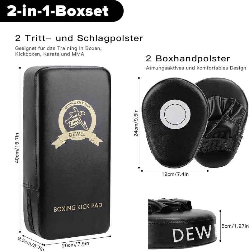 DEWEL PU bőr ütőpárnák szett - 2 párnák + kesztyű kickboxinghoz