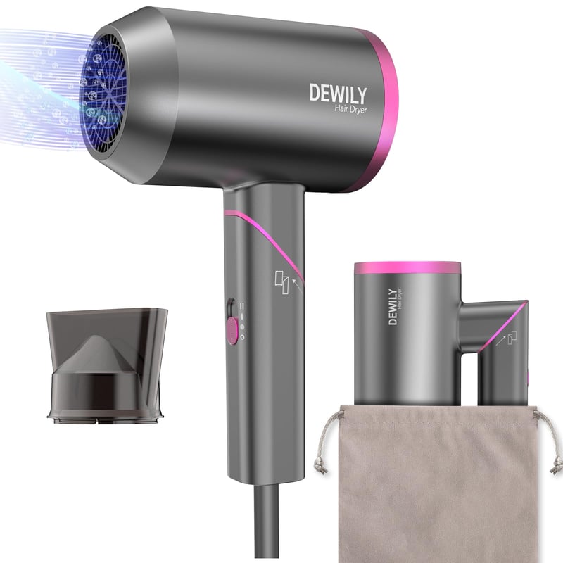 Uscător de păr ionic DEWILY pentru călătorii, pliabil, profesional, cu design compact