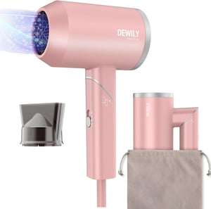 DEWILY sklopivo mini putno sušilo za kosu s ionizatorom - ružičasto