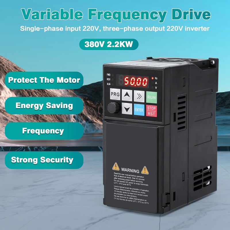 DEWIN 2,2 kW frekvenciaváltó VFD 3 fázisú motorfordulatszabályzó 380 V 3 fázis bemenet kimenet