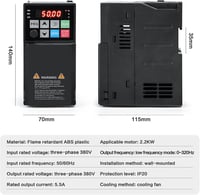DEWIN 2,2 kW frekvenciaváltó VFD 3 fázisú motorfordulatszabályzó 380 V 3 fázis bemenet kimenet 4