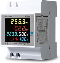 DEWIN Áramfogyasztásmérő Sínre Szerelhető LCD Kijelzős Egyfázisú Energiamérő 6in1 Áram Feszültség Teljesítmény kWh Mérő AC 40-300V 1