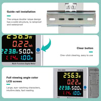 DEWIN Áramfogyasztásmérő Sínre Szerelhető LCD Kijelzős Egyfázisú Energiamérő 6in1 Áram Feszültség Teljesítmény kWh Mérő AC 40-300V 6