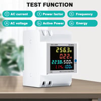 DEWIN Áramfogyasztásmérő Sínre Szerelhető LCD Kijelzős Egyfázisú Energiamérő 6in1 Áram Feszültség Teljesítmény kWh Mérő AC 40-300V 8