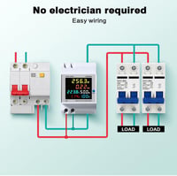 DEWIN Áramfogyasztásmérő Sínre Szerelhető LCD Kijelzős Egyfázisú Energiamérő 6in1 Áram Feszültség Teljesítmény kWh Mérő AC 40-300V 4