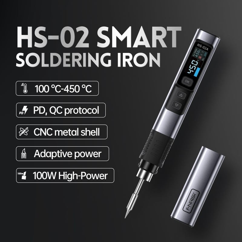 DEWIN HS-02A Intelligens Forrasztópáka Készlet, 100-450°C Hőmérséklet Szabályozás, 100W PD