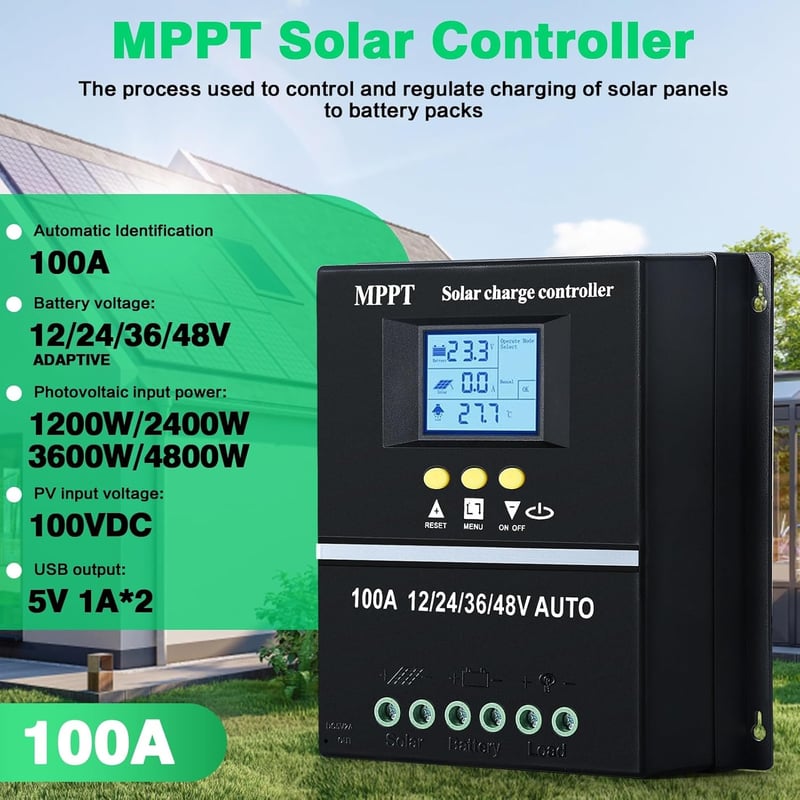 DEWIN MPPT Napelemes Töltésvezérlő 100A 12V-48V Ólom/Lítium Akkumulátor
