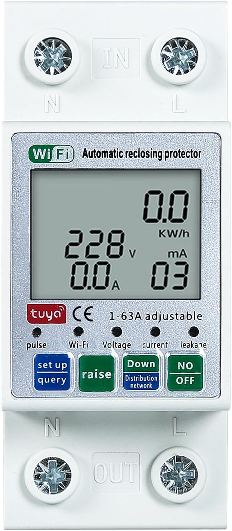 DEWIN Okos Villamosenergia Mérő DIN Sínre WiFi Tuya Intelligens Áram Feszültség Monitorozó Fogyasztásmérő Újraindítás Védelem