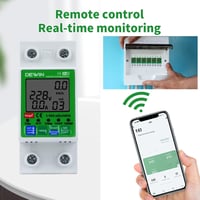 DEWIN Okos Villanyóra Mérő DIN Sínre WiFi Kapcsolattal 63A AC 80-300V Túlfeszültség és Alulfeszültség Védelem 2P Energiamérő 3