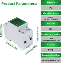 DEWIN Okos Villanyóra Mérő DIN Sínre WiFi Kapcsolattal 63A AC 80-300V Túlfeszültség és Alulfeszültség Védelem 2P Energiamérő 6