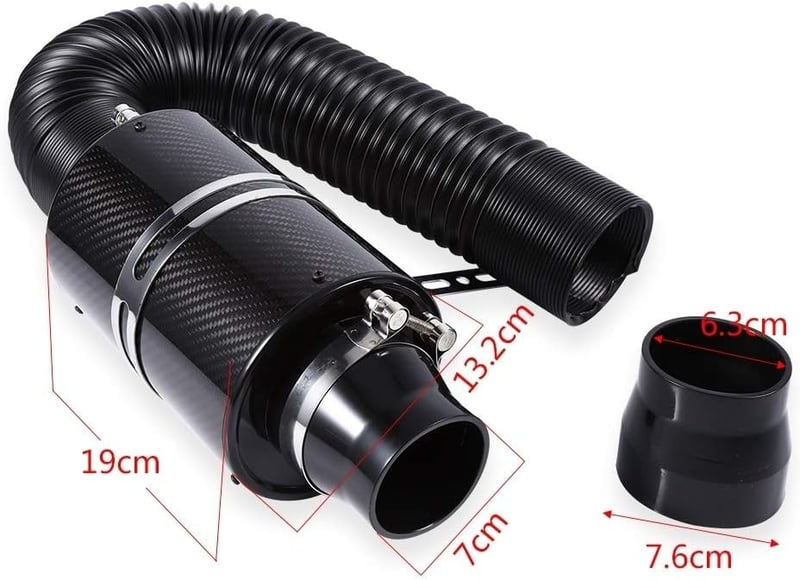 DEWIN Univerzális Autó Légszűrő 3 Inch Szénszálas Hideglevegő Szűrő Készlet