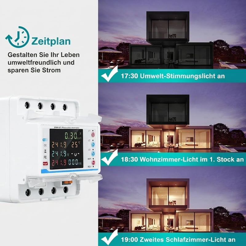 DewinLVD 100A 3 fázisú intelligens fogyasztásmérő WiFi DIN sínre