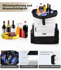 DEWUR 35L Biely chladiaci batoh, termotaška na piknik, vodotesná s otváračom na fľaše, na piknik, kempovanie, pláž, turistiku a cestovanie 5