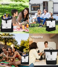 DEWUR 35L Biely chladiaci batoh, termotaška na piknik, vodotesná s otváračom na fľaše, na piknik, kempovanie, pláž, turistiku a cestovanie 6
