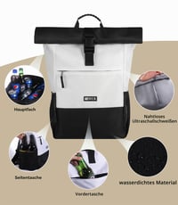 DEWUR 35L Biely chladiaci batoh, termotaška na piknik, vodotesná s otváračom na fľaše, na piknik, kempovanie, pláž, turistiku a cestovanie 3