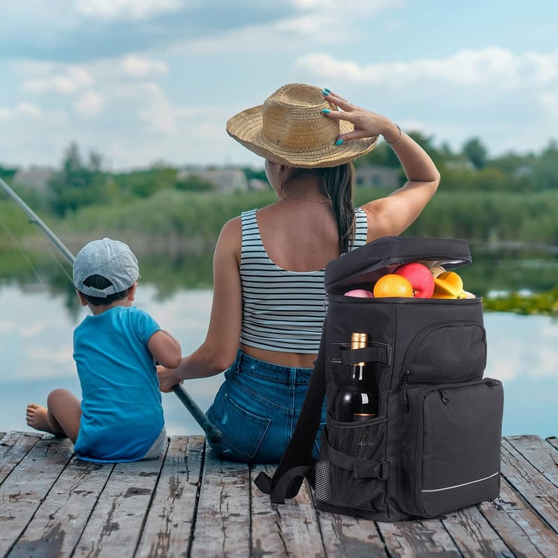 DEWUR 35L hűtő hátizsák, vízálló piknik táska, fekete