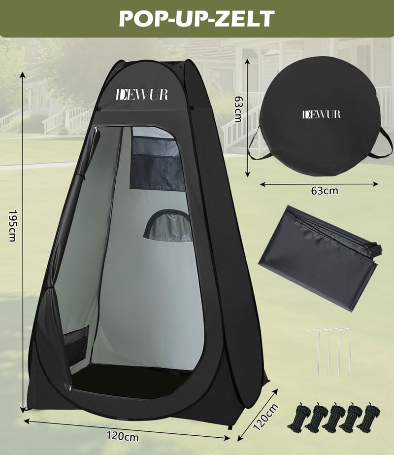 DEWUR UV50+ Sátor Wc Zuhany Öltöző Kemping Strand Hordtáskával