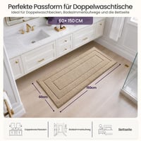 Kúpeľňová predložka DEXI protišmyková mäkká z mikrovlákna béžová 60x150 cm savý kúpeľňový koberček 2