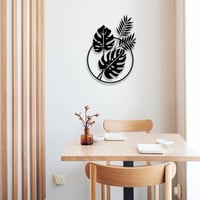 Decorațiune de perete metalică Dexlyn Monstera Deliciosa - negru - 30x43 cm 3