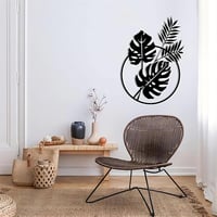 Decorațiune de perete metalică Dexlyn Monstera Deliciosa - negru - 30x43 cm 2