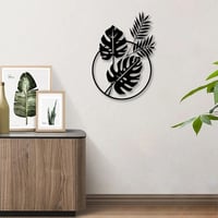 Decorațiune de perete metalică Dexlyn Monstera Deliciosa - negru - 30x43 cm 4