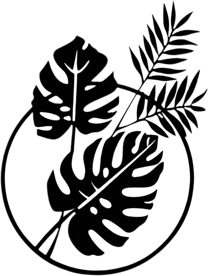 Decorațiune de perete metalică Dexlyn Monstera Deliciosa - negru - 30x43 cm