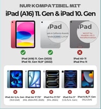 Husă cu tastatură Dexnor pentru iPad 11 și 10 gen, carcasă magnetică cu touchpad și suport pentru creion, QWERTZ, negru, 11 și 10,9, 2025 și 2022 2