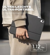 Husă cu tastatură Dexnor pentru iPad 11 și 10 gen, carcasă magnetică cu touchpad și suport pentru creion, QWERTZ, negru, 11 și 10,9, 2025 și 2022 4