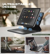 Husă cu tastatură Dexnor pentru iPad 11 și 10 gen, carcasă magnetică cu touchpad și suport pentru creion, QWERTZ, negru, 11 și 10,9, 2025 și 2022 3