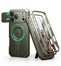 Husă Dexnor pentru iPhone 16 Plus cu protecție pentru lentila camerei, suport glisant și folie de protecție pentru ecran inclusă, husă de protecție magnetică rezistentă la șocuri (Heavy Duty) - Verde Militar 1