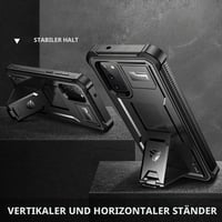 Dexnor puzdro pre Samsung Galaxy S20 5G so vstavanou ochranou displeja a stojanom, vojenský stupeň odolnosti voči nárazom, čierne 4