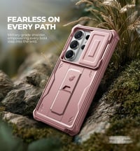 Dexnor Samsung Galaxy S26 Ultra ütésálló tok csúszó kameravédelemmel és kitámasztóval - bazsarózsapor 6