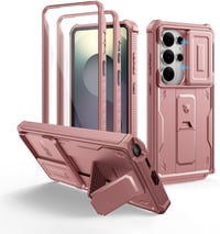 Dexnor Samsung Galaxy S26 Ultra ütésálló tok csúszó kameravédelemmel és kitámasztóval - bazsarózsapor 1