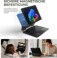 Husă Dexnor pentru Surface Pro 11, 10, 9 cu tastatură, suport magnetic flotant stil Magic, touchpad, iluminare de fundal și suport pentru stilou 3