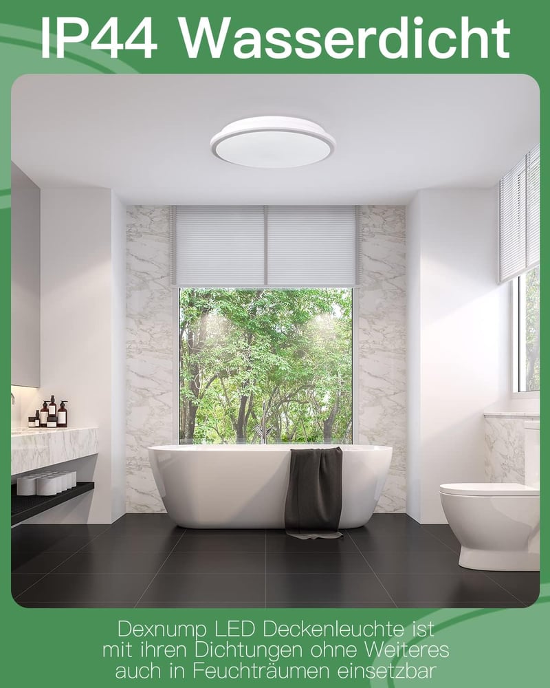 Dexnump LED Mennyezeti Lámpa Dimmelhető 24W 2400 Lumen Fürdőszoba Fehér 30cm