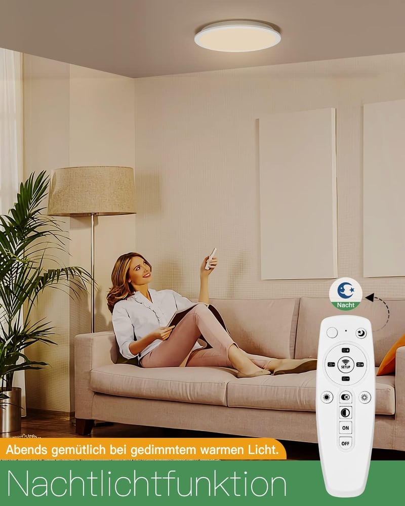 Dexnump LED Mennyezeti Lámpa Dimmelhető 24W 2400 Lumen Fürdőszoba Fehér 30cm