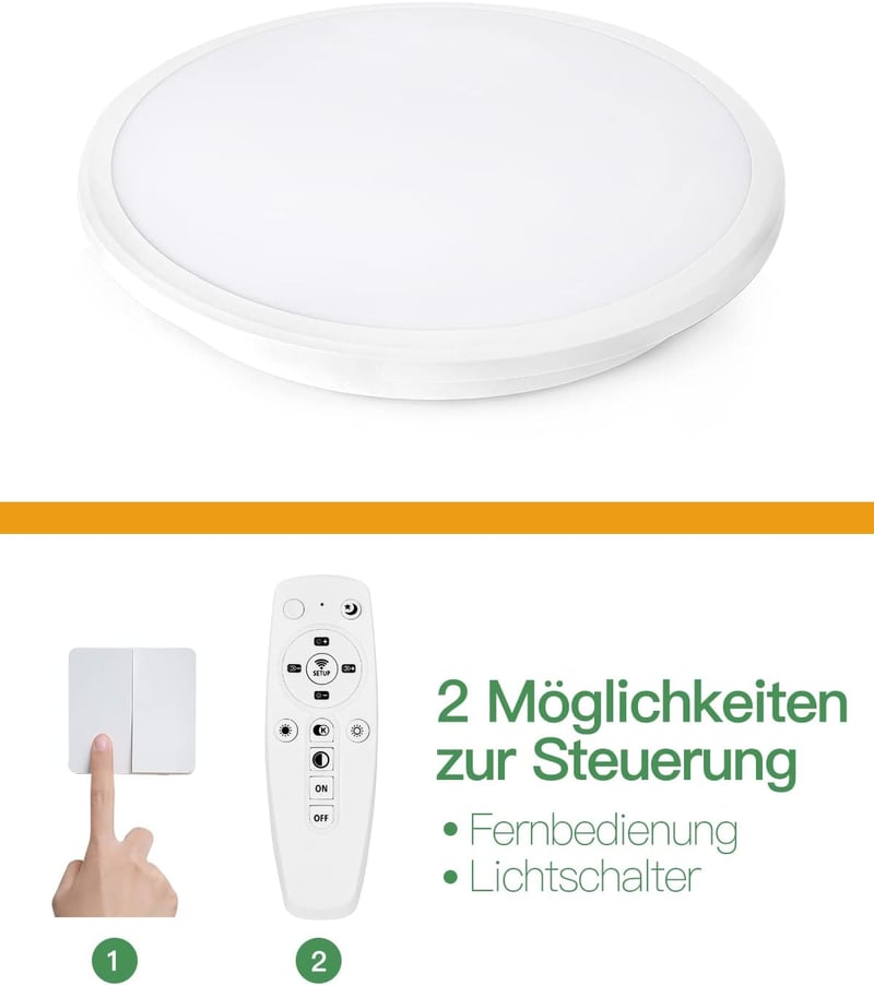 Dexnump LED Mennyezeti Lámpa Dimmelhető 24W 2400 Lumen Fürdőszoba Fehér 30cm