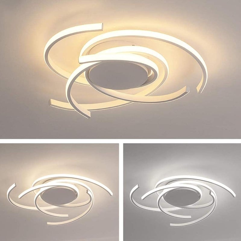 minifair Modern LED Mennyezeti Lámpa Távirányítóval - Spirál Virág Dizájn, Fehér, Fényerőszabályozható, Konyhasziget és Étkezőasztal Világít