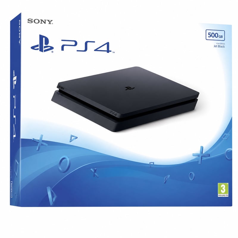 Igrica konzola Sony PlayStation 4 Slim 500 GB, Jet Black, F-šasija, bez kontrolera i slušalica, obnovljeno (stanje: vidi 2. sliku)