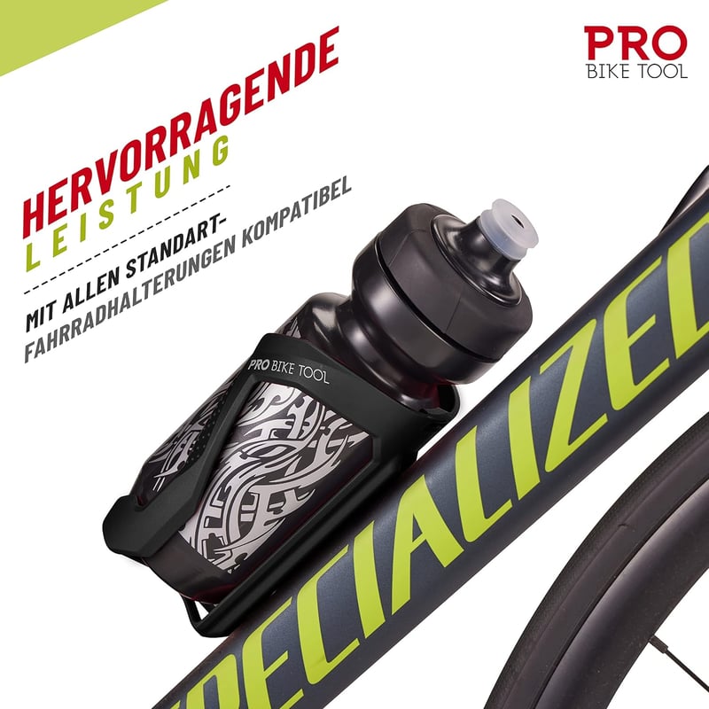 Bidon de bicicletă PRO BIKE TOOL negru 550ml - Debit rapid, cu tetină moale din silicon.