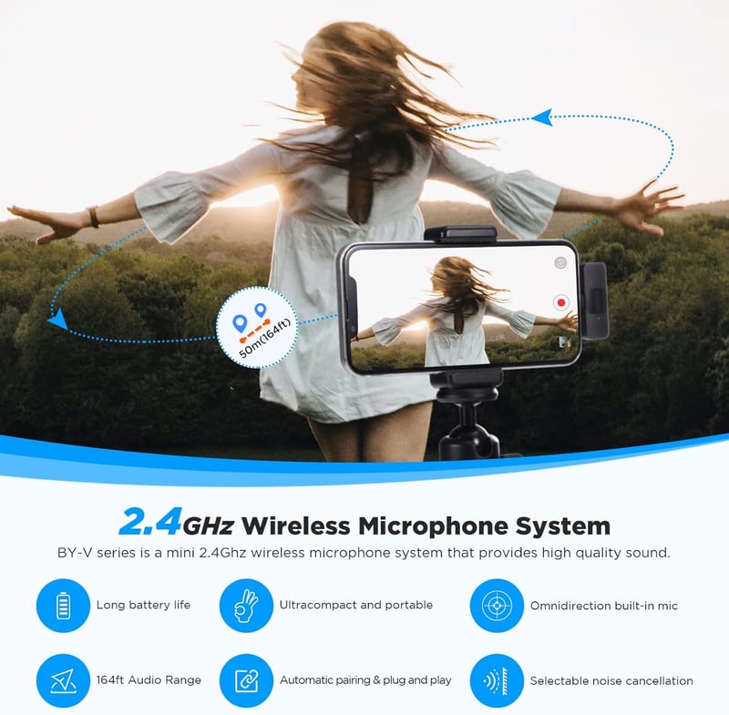 BOYA BY-V10 USB-C vezeték nélküli mini csíptetős mikrofon Android/iPhone15/laptop-hoz