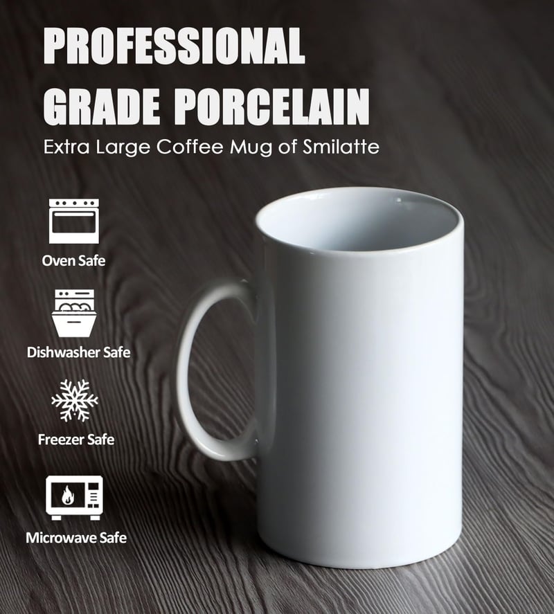 Smilatte 850ml-es Óriás Kék Kerámia Kávésbögre Irodába és Otthonra