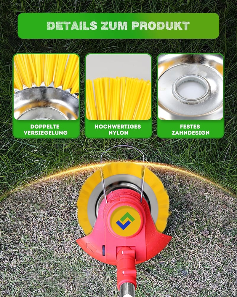LADAMI Gyomkefe 200 mm x 25,4 mm - Univerzális Nylon Sörtés Fűkasza Kiegészítő Benzines és Elektromos Gépekhez, Gyom és Moha Eltávolításhoz