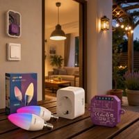 Smart štartovací balík: 1x E14 RGB žiarovka + 1x smart zásuvka + 1x relé s meraním spotreby 1