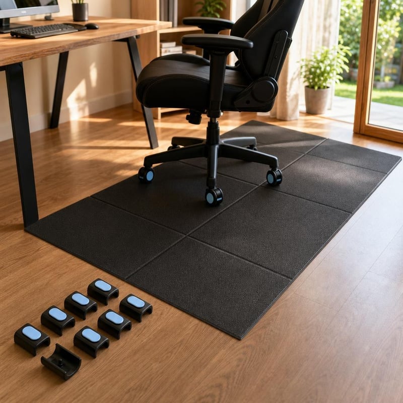 Sada na ochranu podlahy: 8× PTFE klzáky na stoličky + 173×61 cm PVC podložka
