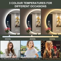 S'bagno 60 cm Kerek LED Fürdőszobai Tükör - Érintésérzékelős, Fényerőszabályozós, Színváltós Világítással és Bluetooth Hangszóróval 5