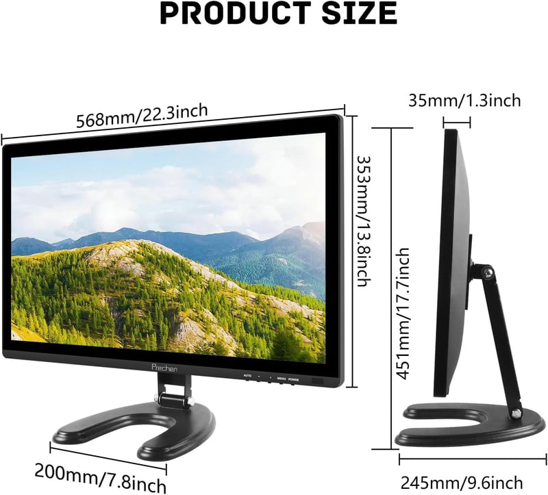 Prechen 24" Érintőképernyős Monitor, IPS FHD 1080P, 75Hz, HDMI/VGA/USB Csatlakozás, Beépített Hangszórók, Játékhoz és Üzleti Használatra